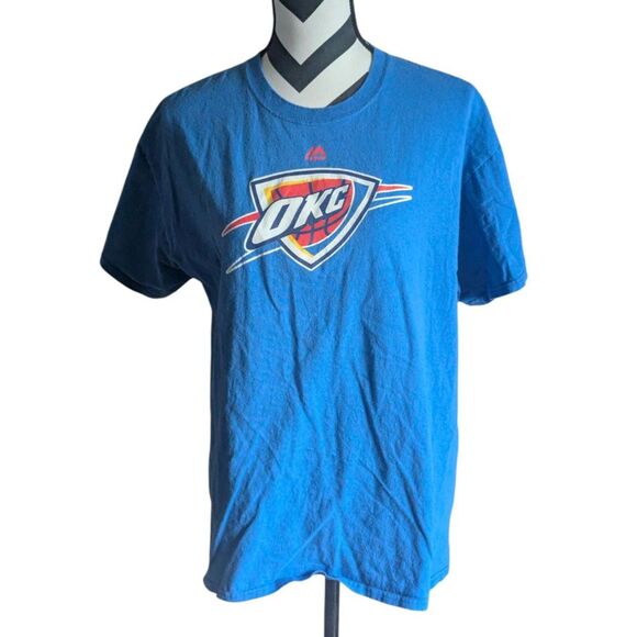OKC Thunder Majestics T-Shirt Large Blue NBA Basketball - Picture 1 of 6
